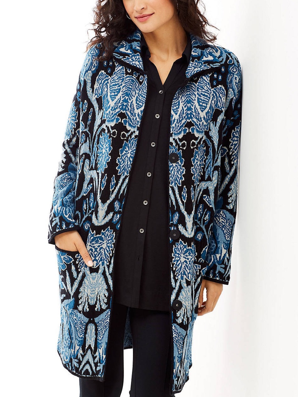 J. Jill Prussian Blue Multi Chestnut
Hill Topper Cardigan Sweater
